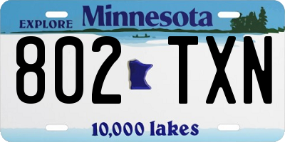 MN license plate 802TXN