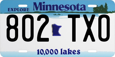MN license plate 802TXO