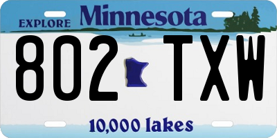 MN license plate 802TXW