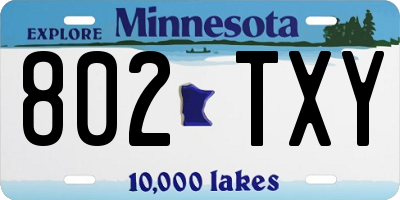 MN license plate 802TXY