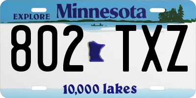 MN license plate 802TXZ