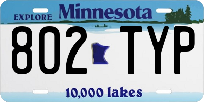 MN license plate 802TYP