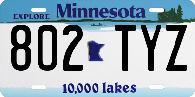 MN license plate 802TYZ