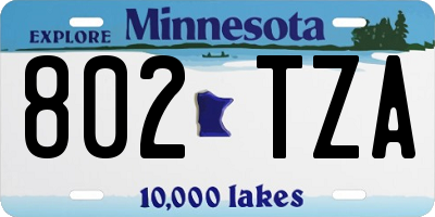 MN license plate 802TZA