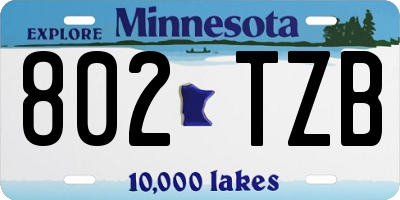 MN license plate 802TZB