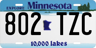 MN license plate 802TZC