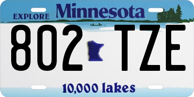 MN license plate 802TZE