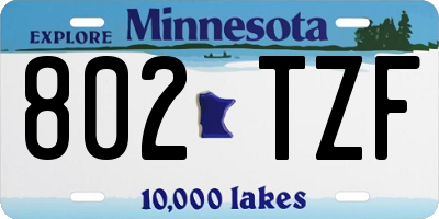 MN license plate 802TZF