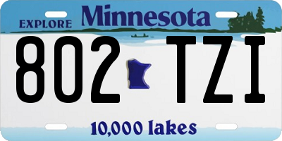 MN license plate 802TZI