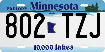 MN license plate 802TZJ