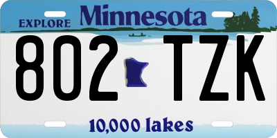 MN license plate 802TZK