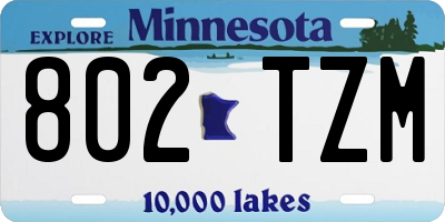 MN license plate 802TZM