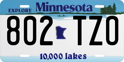 MN license plate 802TZO