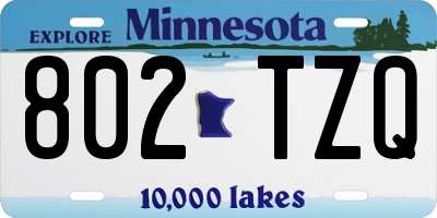 MN license plate 802TZQ
