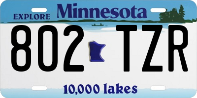 MN license plate 802TZR