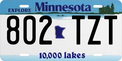 MN license plate 802TZT