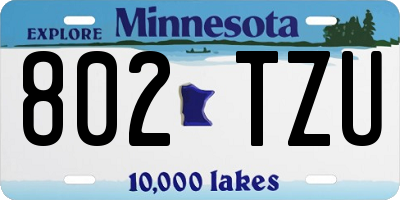 MN license plate 802TZU
