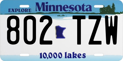MN license plate 802TZW