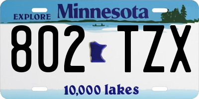 MN license plate 802TZX