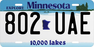 MN license plate 802UAE