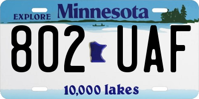 MN license plate 802UAF