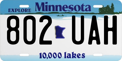 MN license plate 802UAH