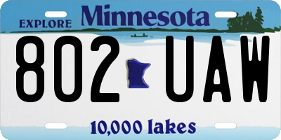 MN license plate 802UAW