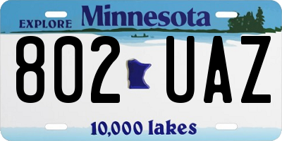 MN license plate 802UAZ