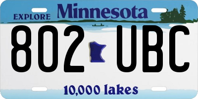 MN license plate 802UBC