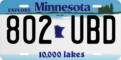 MN license plate 802UBD