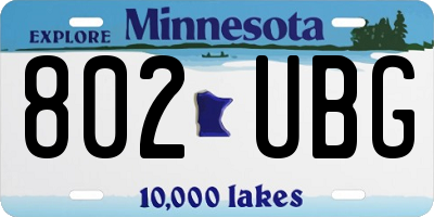 MN license plate 802UBG