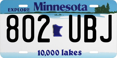 MN license plate 802UBJ