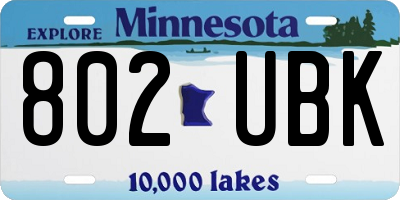 MN license plate 802UBK