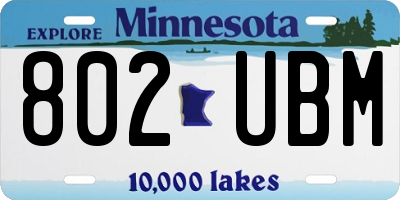 MN license plate 802UBM