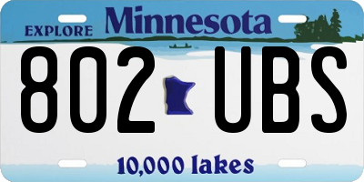 MN license plate 802UBS
