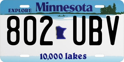 MN license plate 802UBV