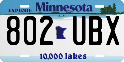MN license plate 802UBX