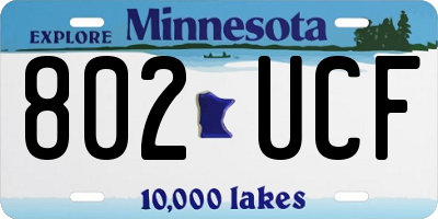 MN license plate 802UCF