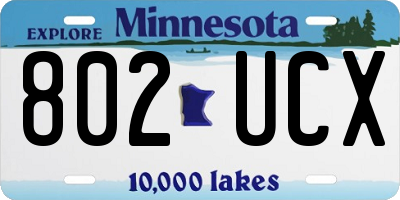 MN license plate 802UCX