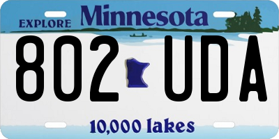 MN license plate 802UDA