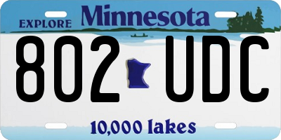 MN license plate 802UDC