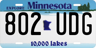 MN license plate 802UDG