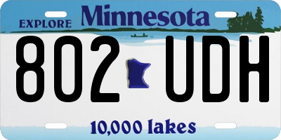 MN license plate 802UDH