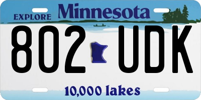 MN license plate 802UDK