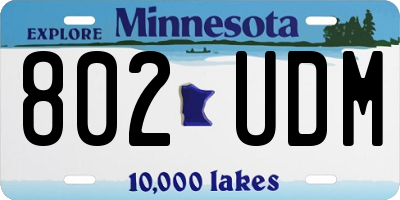 MN license plate 802UDM