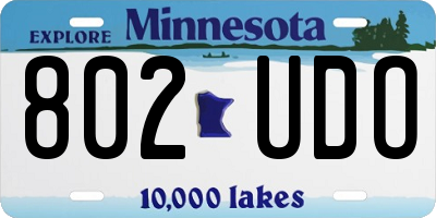MN license plate 802UDO