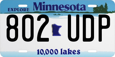 MN license plate 802UDP