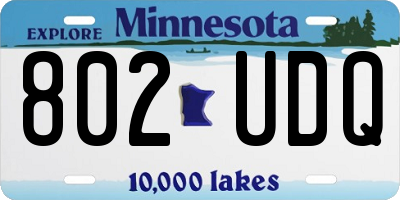 MN license plate 802UDQ