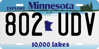 MN license plate 802UDV
