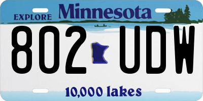 MN license plate 802UDW